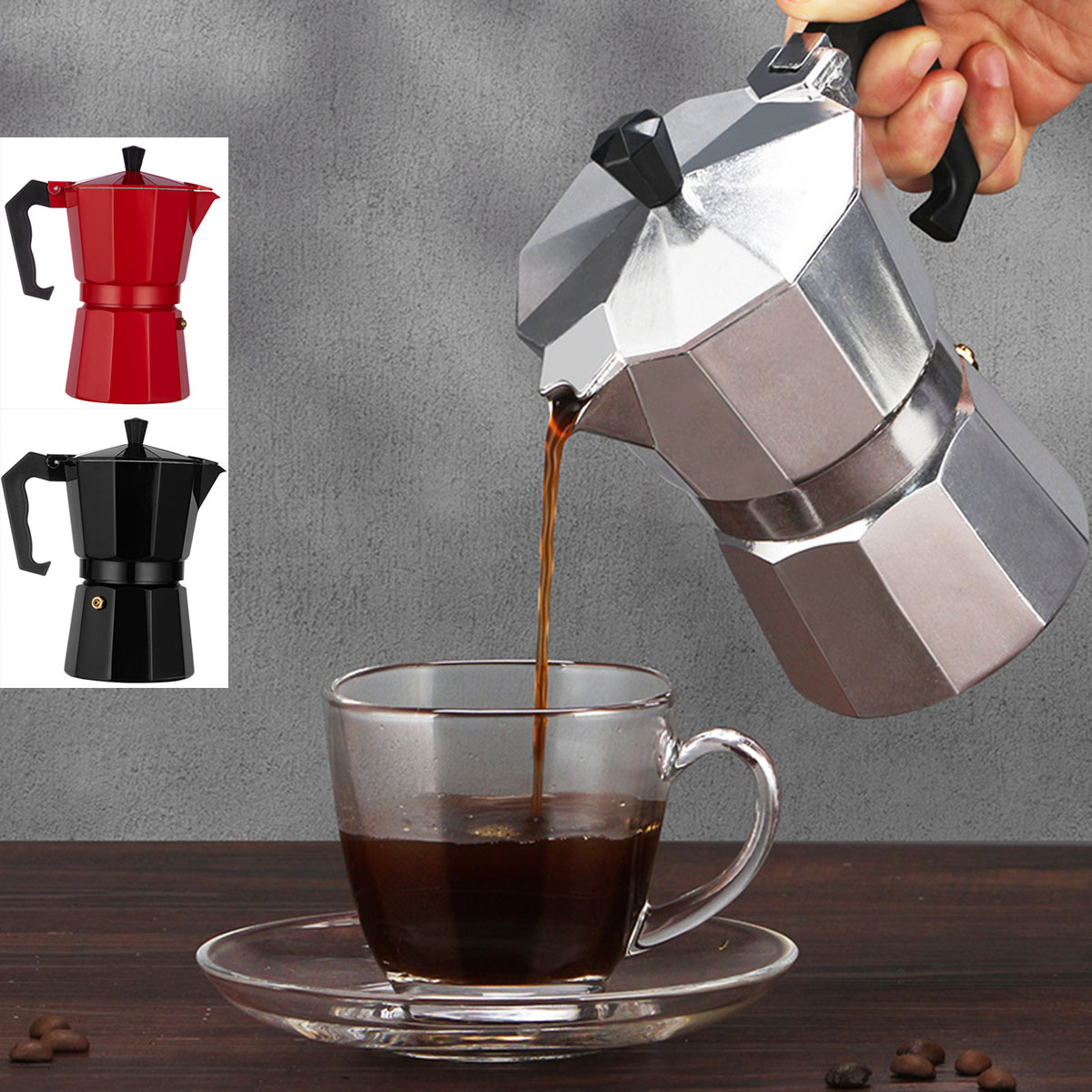 Moka Pot Stove - เครื่องชงกาแฟหม้ออลูมิเนียม Mocha Espresso Percolator หม้อกาแฟกาต้มน้ํา Cafetera