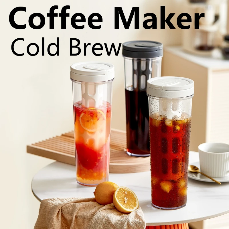 Moka Pot Stove - 1L เครื่องชงกาแฟสกัดเย็นด้วยตนเองพร้อมที่จับขวดน้ําความจุสูงฤดูร้อนแบบพกพาน้ําผลไม้ชาผลไม้ Coffeeware หม้อ