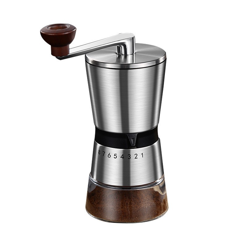 Burr Hand Grinder - เครื่องบดกาแฟแบบพกพาปรับระดับได้สำหรับใช้ในบ้าน เครื่องบดกาแฟแบบมือคุณภาพสูงพร้อมแกนบดเซรามิก