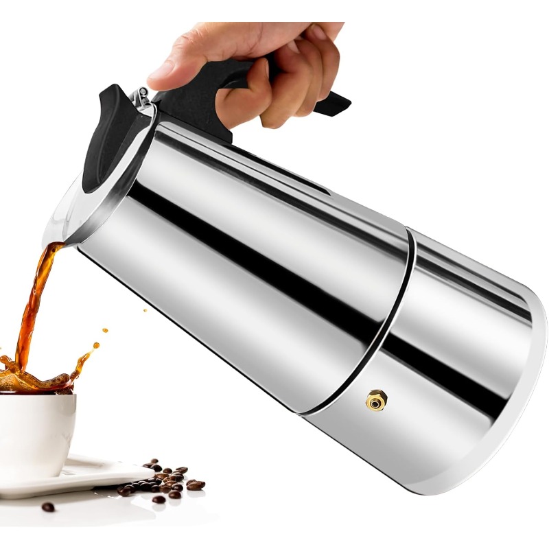 Moka Pot Stove - หม้อกาแฟโมคค่า 6 ถ้วย สเตนเลสสตีล ขนาด 100