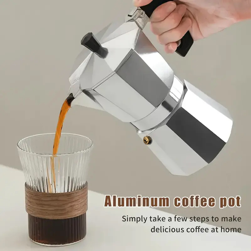 Moka Pot Stove - หม้อต้มกาแฟโมก้าอะลูมิเนียมแบบคลาสสิก ขนาด 50-300 มล. สำหรับใช้ในบ้าน เตาแก๊ส