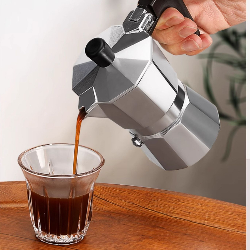 Moka Pot Stove - เครื่องชงกาแฟมอคค่าพอทแบบอิตาเลียน เครื่องทำกาแฟเอสเพรสโซ่ กาต้มน้ำอลูมิเนียม เครื่องชงกาแฟแบบกาต้มน้ำ ลาเต้ สเตฟ