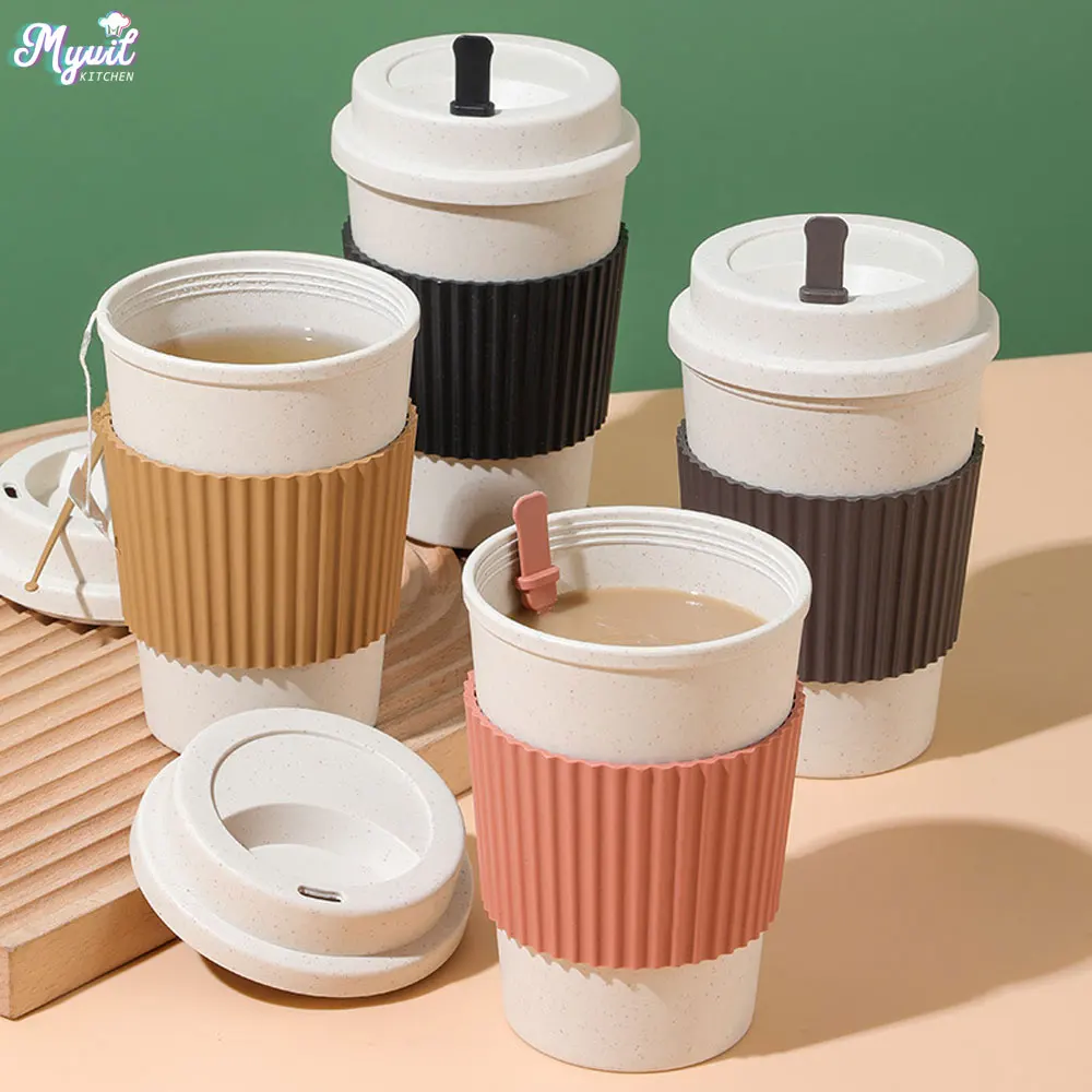 Xbloom Coffee Tea - 450ML ถ้วยกาแฟพร้อมฝาปิดฟางข้าวสาลีแบบพกพาถ้วยกาแฟเครื่องล้างจานปลอดภัยแก้วกาแฟชากาแฟถ้วยท่องเที่ยว