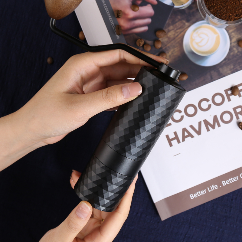 Burr Hand Grinder - เครื่องบดเมล็ดกาแฟแบบมือถือ Havmore CNC-Carved Professional ปรับระดับได้ ผลิตจากสแตนเลสสตีล