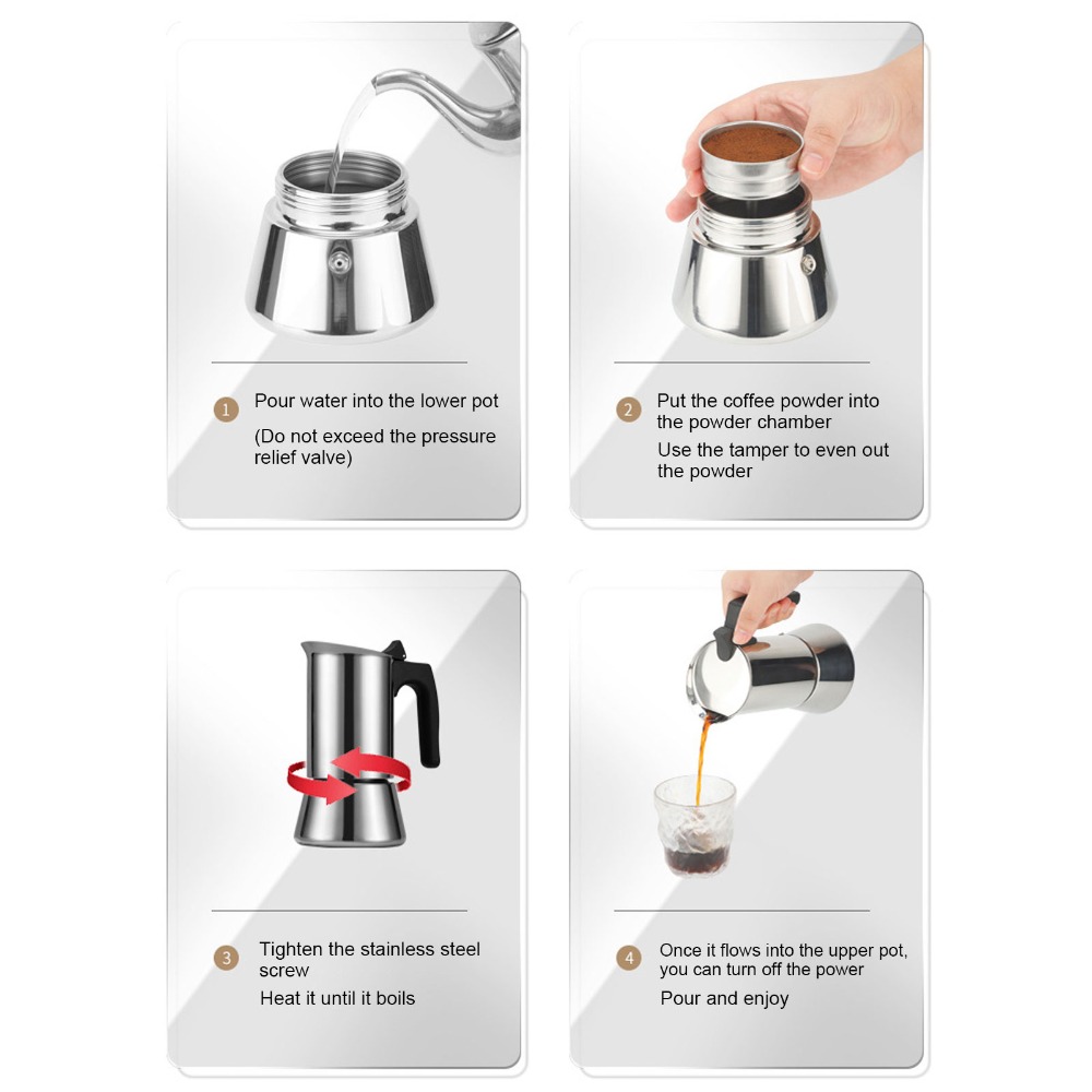 หม้อโมก้าพอทสแตนเลส ความจุขนาด - Moka Pot Stove บทวิจารณ์และราคา
