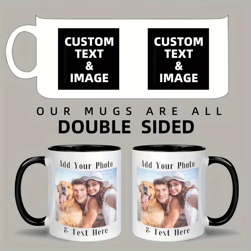 แก้วกาแฟเซรามิกสองด้านพิมพ์โลโ - Coffee Tea Name บทวิจารณ์และราคา